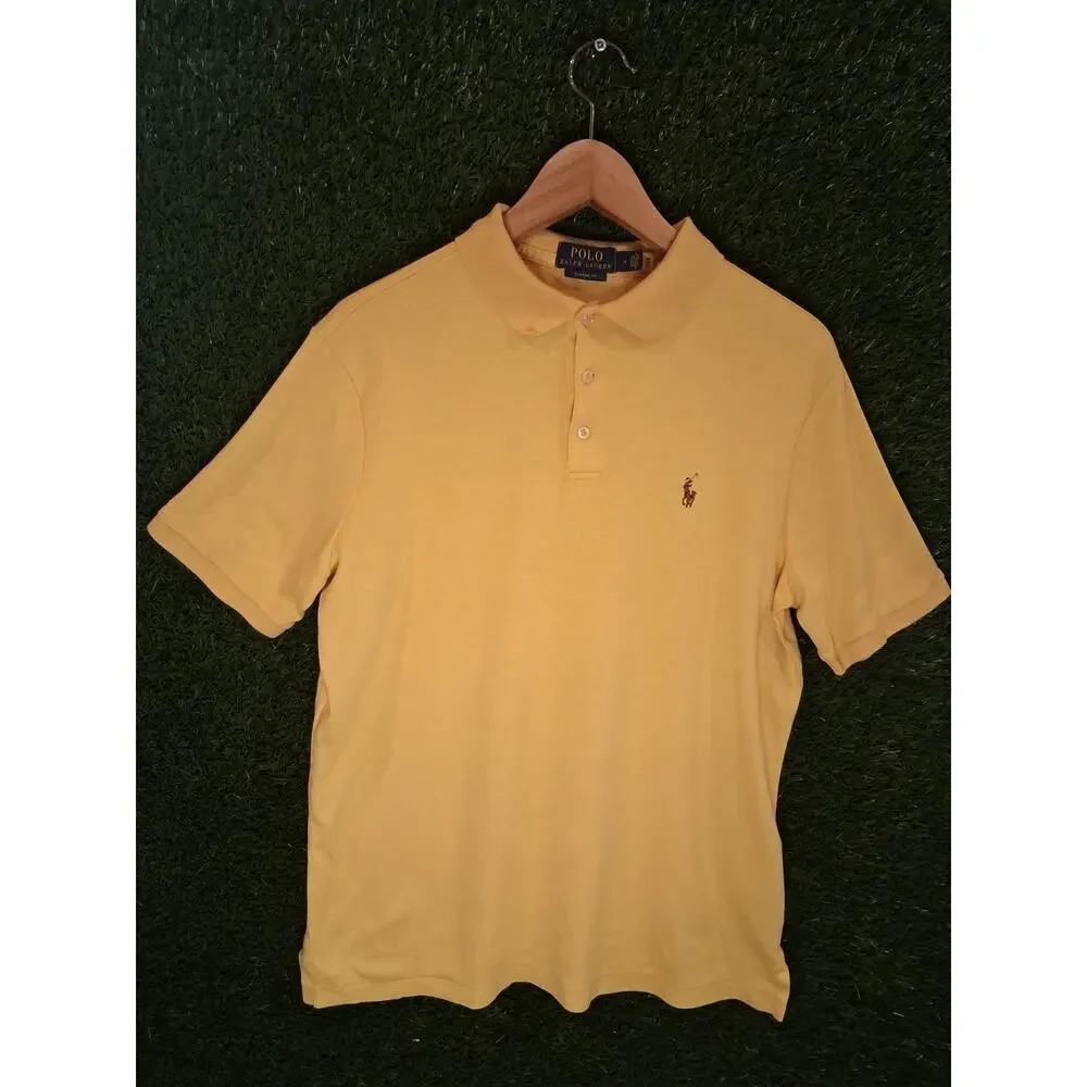 Polo Ralph Lauren Classic Fit Mesh Polo Shirt Men's Size M Yellow Short Sleeve